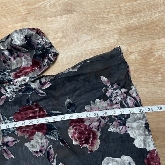 THREE EIGHTY TWO VELVET BURNOUT DRESS SEMI SHEER FLORAL GOTH ROMANTIC SIZE M - Picture 11 of 11